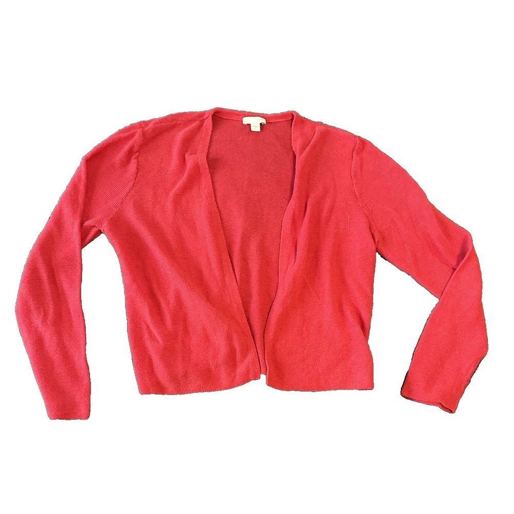 Linen Blend J. Jill Red Womens Cardigan S Coquette Preppy Office Romantic Casual